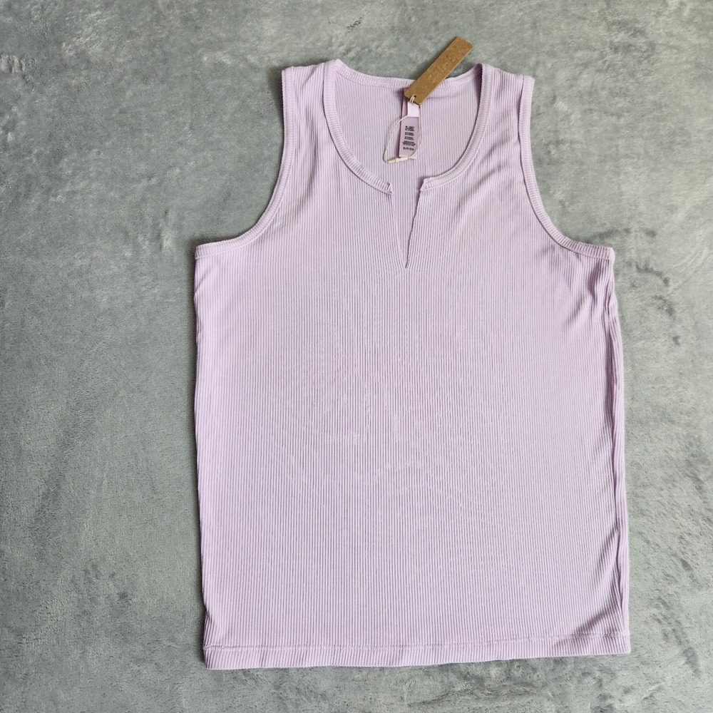 New SKIMS Soft Lounge Split Neck Ribbed Tank Light Purple SUGAR PLUM S Small